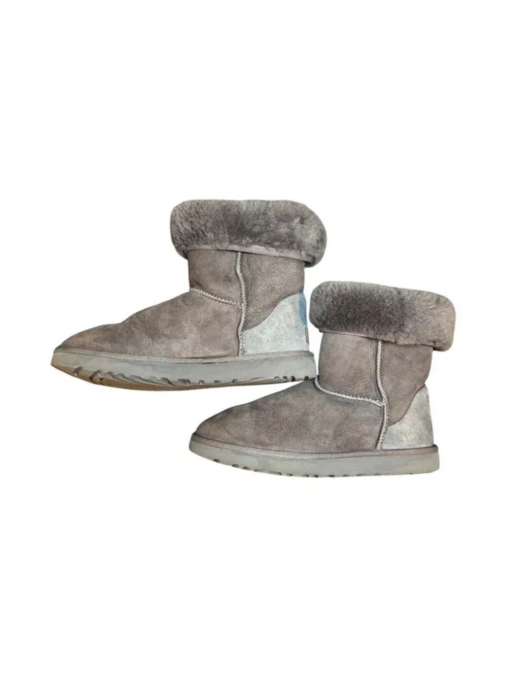UGG Classic Short II Boots Women's 10 Gray Suede Sheepskin Winter Boots EUC